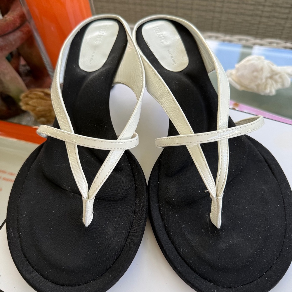 KHAITE MONROE white patent sandal 38 EUC